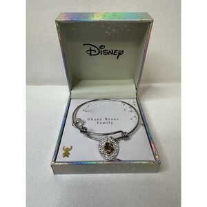 Disney Lilo & Stich Ohana Means Family flower bangle bracelet stainless steel